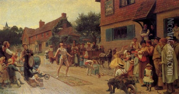 Strolling Players Oil Painting - Francis James Barraud