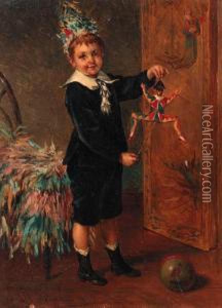 The Young Entertainer Oil Painting - Albert Roosenboon