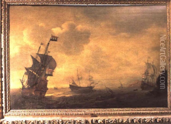 Vaisseaux Hollandais Arrivant En Bord De Cote Oil Painting - Ludolf Backhuysen the Elder