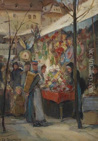 Weihnachtsmarkt Oil Painting - Albert Marie Adolphe Dagnaux