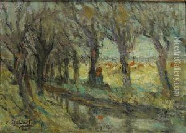 Saules Etetes Au Bord D'un Ruisseau Oil Painting - Alois De Laet