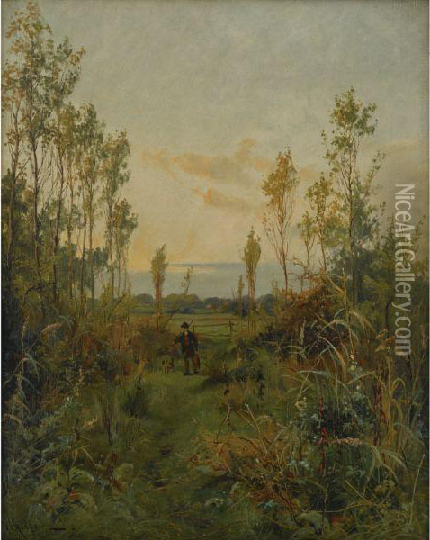 A Bridal Path Near Weston On Trent Oil Painting - W. Redgate Arthur