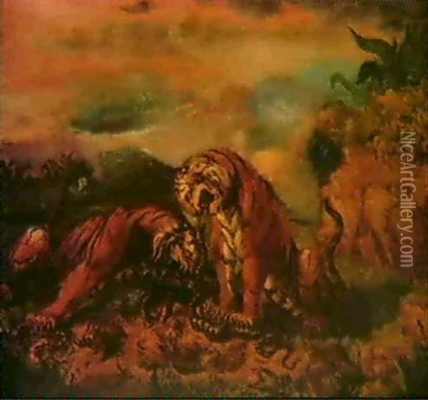 Tigres Et Serpents Oil Painting - Jose de Strada