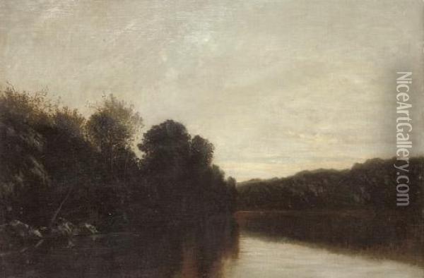 On The River At Dusk Oil Painting - Charles Donzel