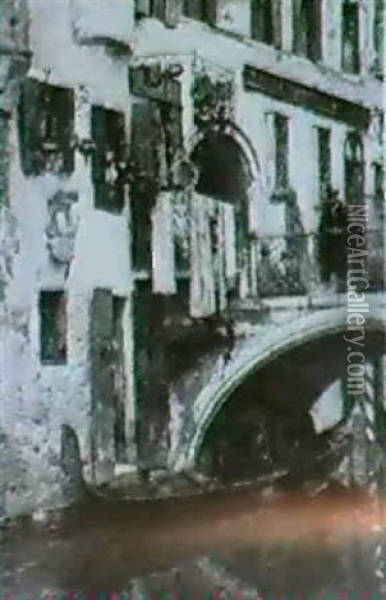 Kanal In Venedig. Oil Painting - Maurice Bompard