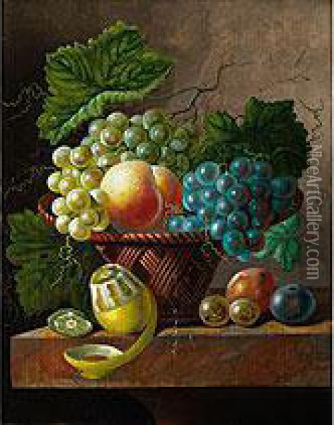 Fruchtestilleben Oil Painting - Cornelis Johannes De Bruyn