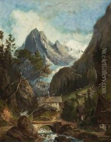 Gebirgslandschaft Oil Painting - Ludwig Correggio