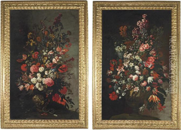 Tulips, Lilies, Irises And Other Flowers Oil Painting - Mario Nuzzi Mario Dei Fiori