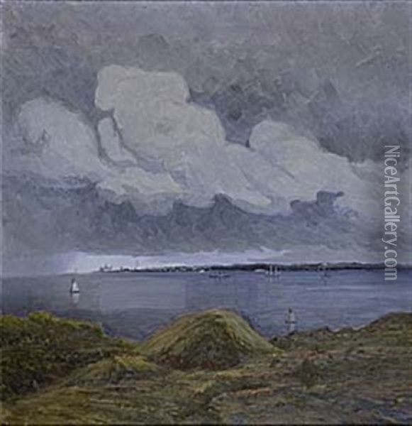 Oresund Mot Kronborg Oil Painting - Anund Emanuel