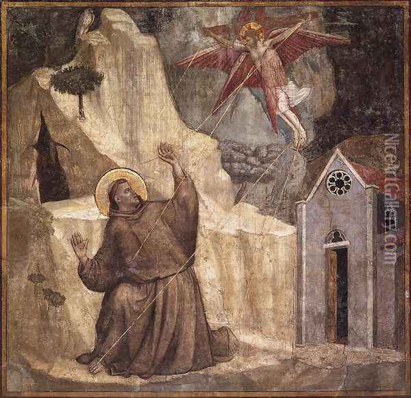 Scenes from the Life of Saint Francis- 1. Stigmatisation of Saint Francis 1325 Oil Painting - Giotto Di Bondone