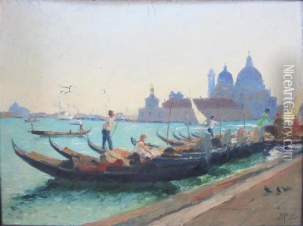 Gondoliers A Venise Oil Painting - Stefano Novo