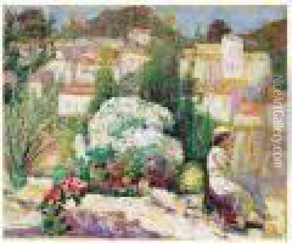 Au Jardin, Peintre Sur Le Motif Oil Painting - Victor Charreton