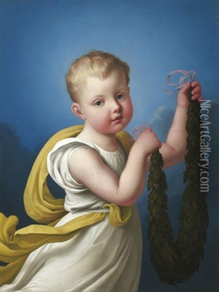 Portrat Der Luise Prinzessin Zu Anhalt-dessau Als Kind Oil Painting - Heinrich Beck