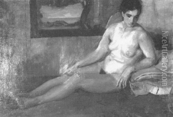 Sitzender Weiblicher Akt Oil Painting - Luigi Crisconio