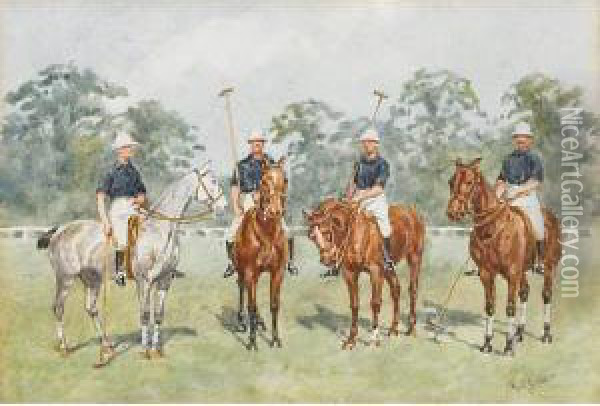 Polo Team Oil Painting - Reginald Augustus Wymer