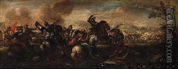 Cavalry Skirmishes between Crusaders and Turks Oil Painting - Jacques Courtois