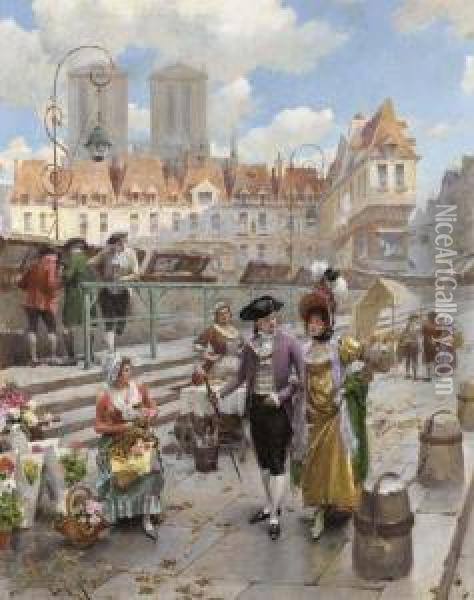 The Morning Promenade Oil Painting - Henri Victor Lesur