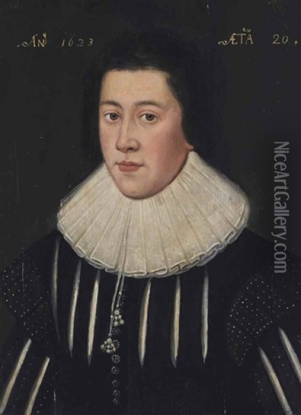 Portrait Of A Gentleman, Bust-length, In A Slashed Doublet And Ruff Collar Oil Painting - Daniel Mytens the Elder