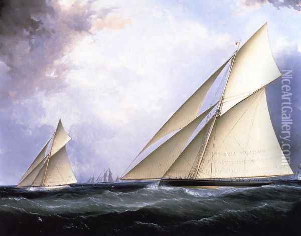Puritan and Genesta, America's Cup 1885 Oil Painting - James E. Buttersworth
