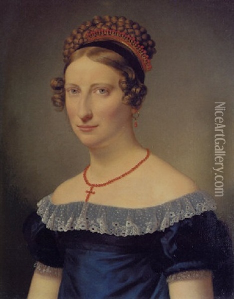 Portrait Of Mrs. S.a. Sporon, Nee Brorson Oil Painting - Christoffer Wilhelm Eckersberg
