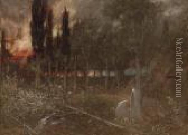 Night-faithful Unto Death Oil Painting - Albert Goodwin