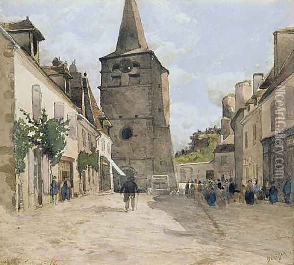 View of Hérisson-sur-Allier, 1876 Oil Painting - Henri-Joseph Harpignies