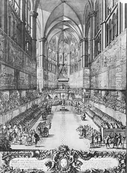 The Coronation of Louis XIV on 7th June 1654 in Reims cathedral Oil Painting - Antoine Le Pautre