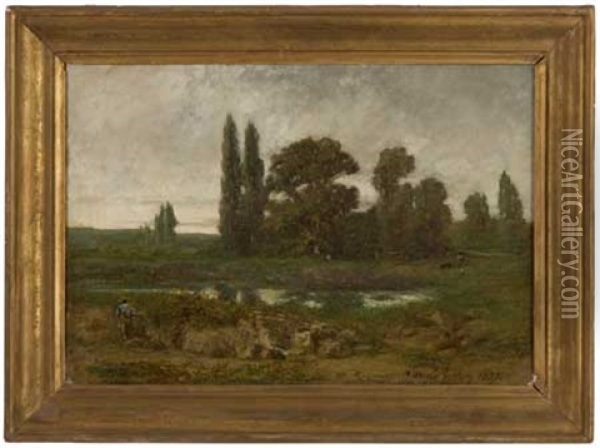 Paysage Au Chasse Oil Painting - Emile-Adelard Breton