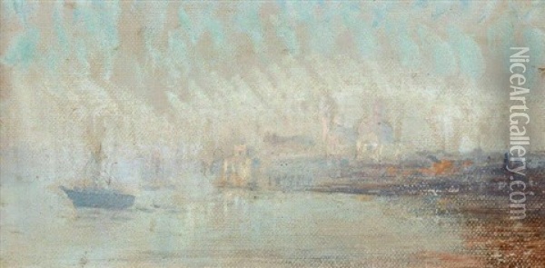 Vue Du Bassin De Saint Marc Vers La Salute Oil Painting - Adolphe Felix Cals