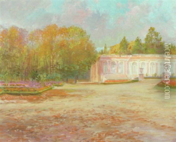 Fra Parken Ved Versailles Med Grand Trianon Oil Painting - Peder Jacob Marius Knudsen