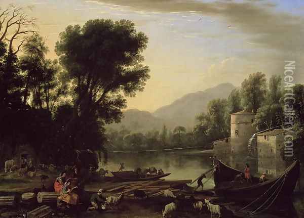 Mill on a River, c.1631 Oil Painting - Claude Lorrain (Gellee)