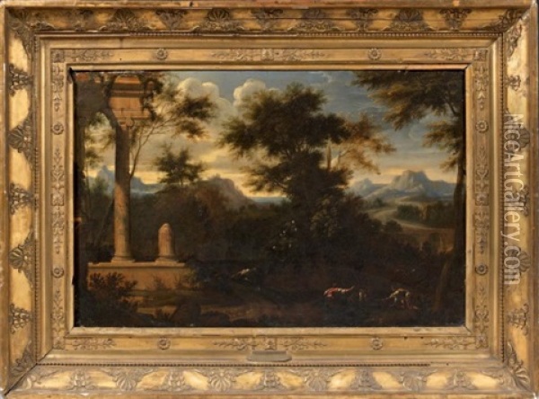 Temple En Ruine Dans Un Paysage Oil Painting - Francisque Millet