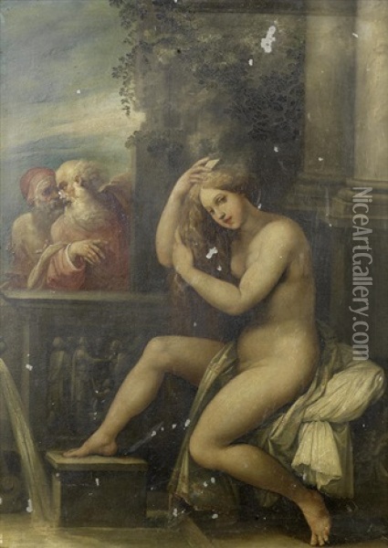 Susanna And The Elders Oil Painting - Giuseppe Cesari