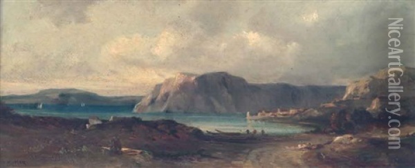 Felsige Landschaft An Einer Meeresbucht Oil Painting - Edouard Auguste Imer