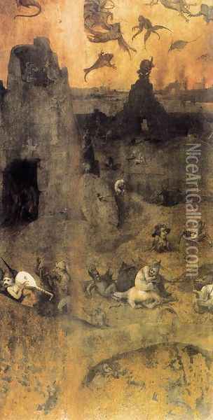 The Fall of the Rebel Angels (obverse) 1500-04 Oil Painting - Hieronymous Bosch