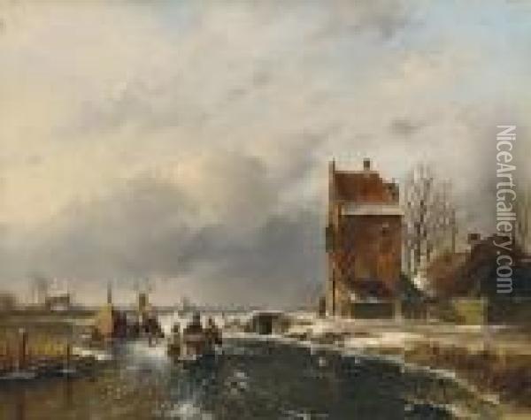 Hollandischewinterlandschaft Oil Painting - Charles Henri Leickert
