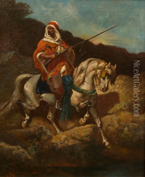 Oriental Sur Son Cheval Oil Painting - Joseph Malachy Kavanagh