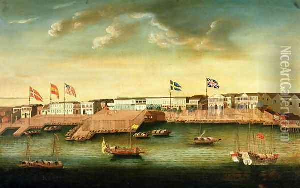 Foreign Factories at Canton, 1804 Oil Painting - Michele Felice Corne
