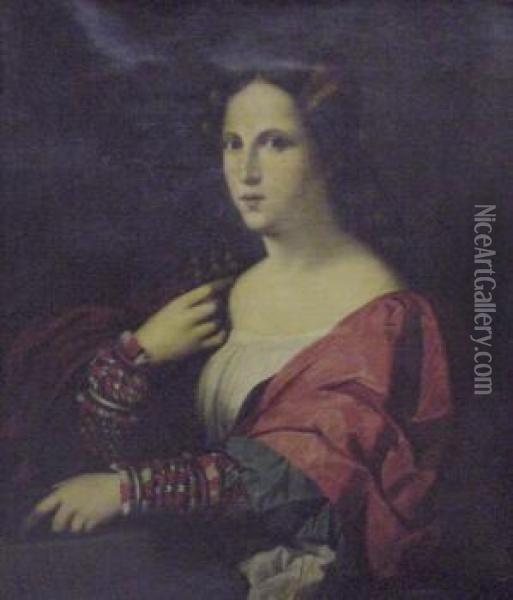 Portrait Of A Woman Oil Painting - Tiziano Vecellio (Titian)
