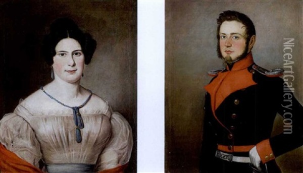 Portrair Der Maria Dellefant (+ Portrait Ihres Ehemannes Giovanni; Pair) Oil Painting - Johann Baptist Kirner