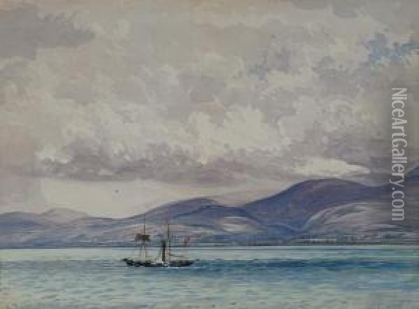View Of Penmaen Mawr From Beaumaris, Anglesey Oil Painting - Caroline Fanny Williams