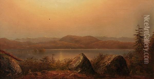 Landscape With Lake Oil Painting - Norton Bush