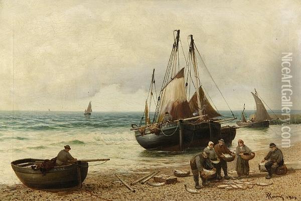 A Good Catch, Near Grimsby Oil Painting - Alexander Young