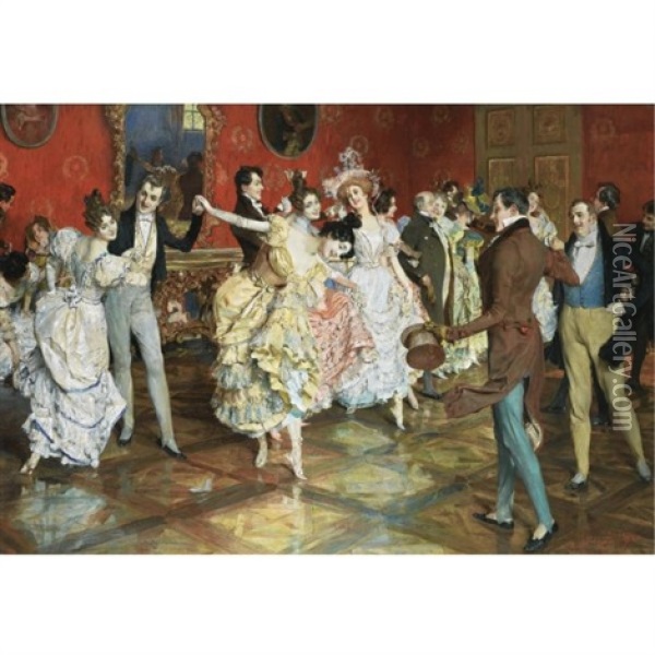 At The Ball Oil Painting - Leopold Schmutzler