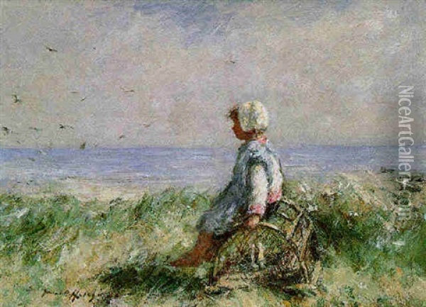 On The Shore Oil Painting - Robert Gemmell Hutchison