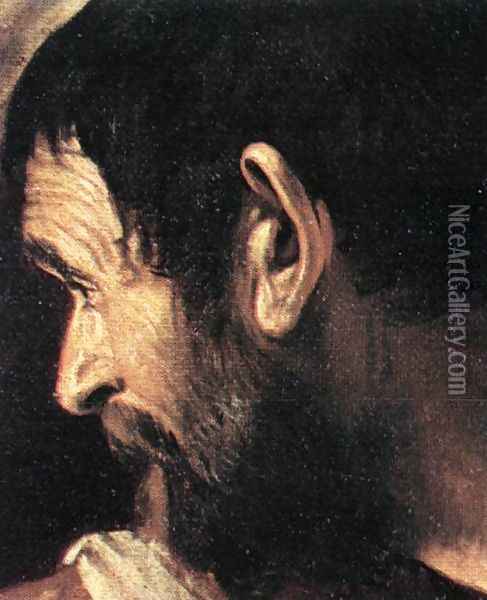 Supper at Emmaus (detail 2) 1606 Oil Painting - Caravaggio