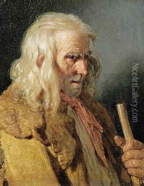 Portrait of a Breton Peasant 1834 Oil Painting - Jean-Jacques Francois Monanteuil