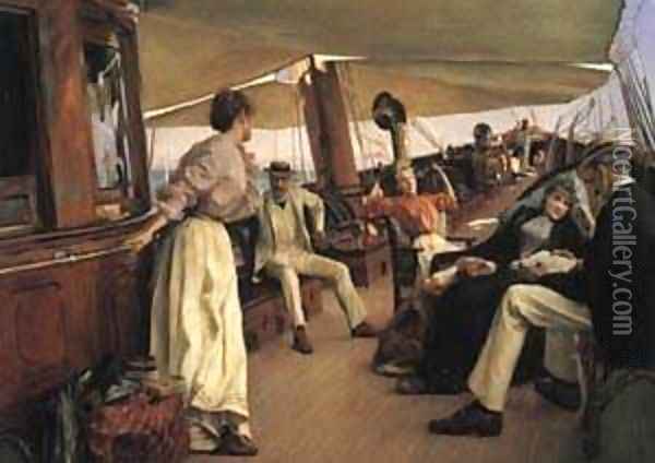 On the Yacht Namouna Venice 1890 Oil Painting - Julius LeBlanc Stewart