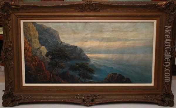 Coastal Shoreline Oil Painting - Adolphe-Antoine Perrot