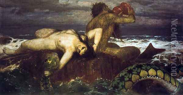 Triton and néréide Oil Painting - Arnold Bocklin